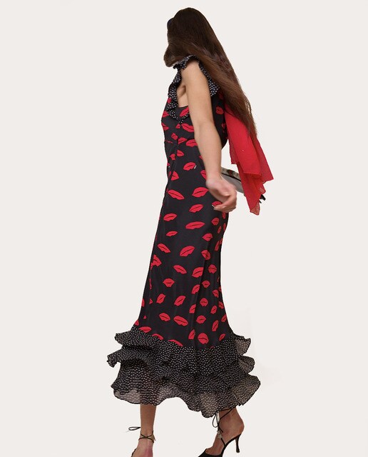 Vestido midi de seda estampado