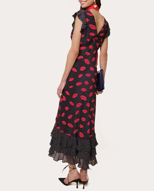 Vestido midi de seda estampado