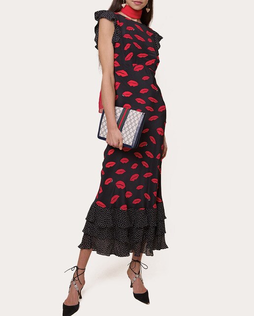Vestido midi de seda estampado