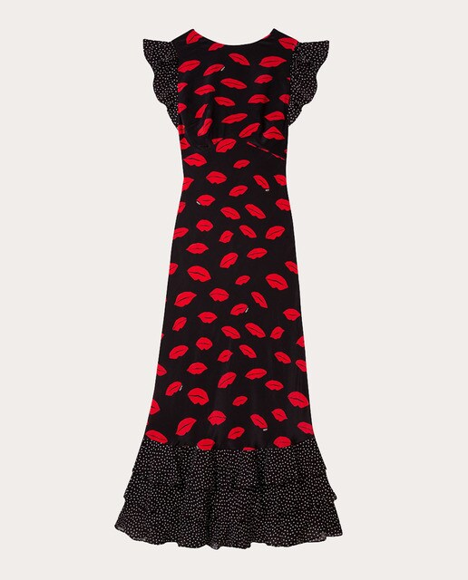 Vestido midi de seda estampado