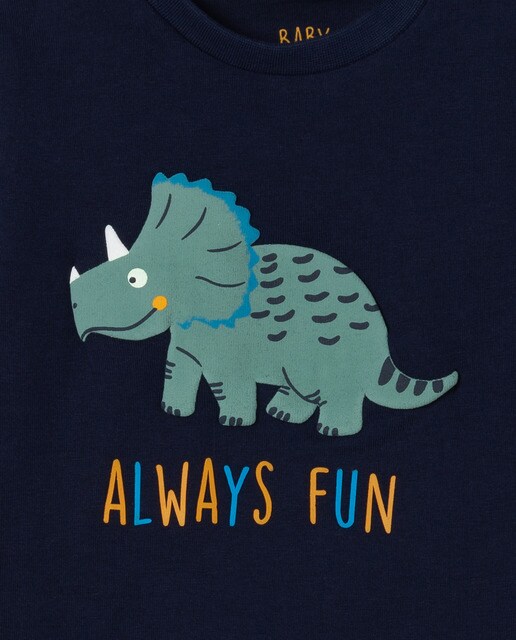 Camiseta bebé niño manga larga azul dino