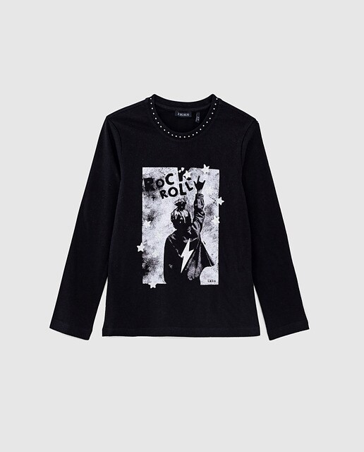 Camiseta de niña en negro con visual rock