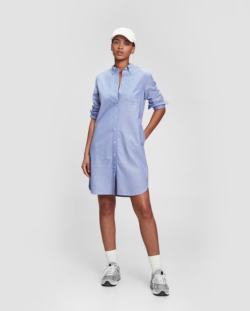 Vestido camisero con manga larga