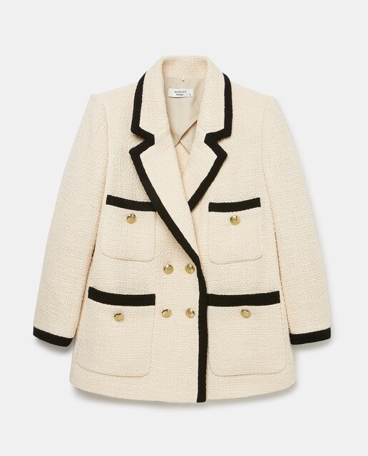 Chaqueta tweed bolsillos