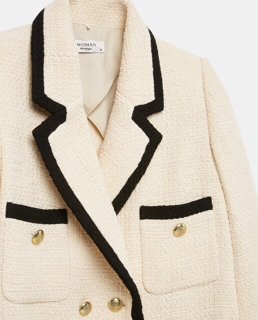 Chaqueta tweed bolsillos
