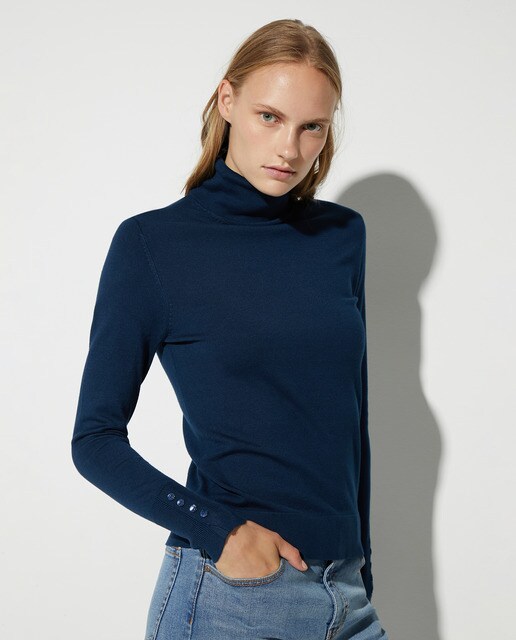 Jersey de mujer con cuello cisne básico