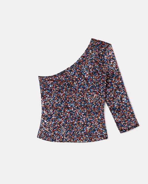 Top de mujer asimétrico de lentejuelas