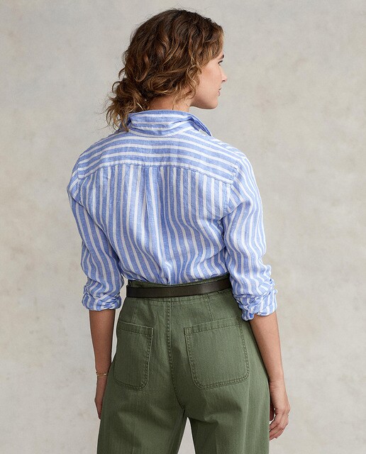Camisa de mujer de rayas en lino Relaxed Fit