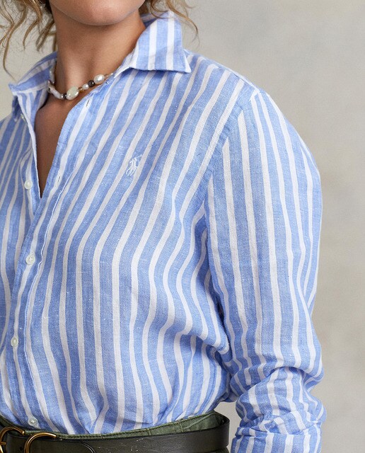 Camisa de mujer de rayas en lino Relaxed Fit