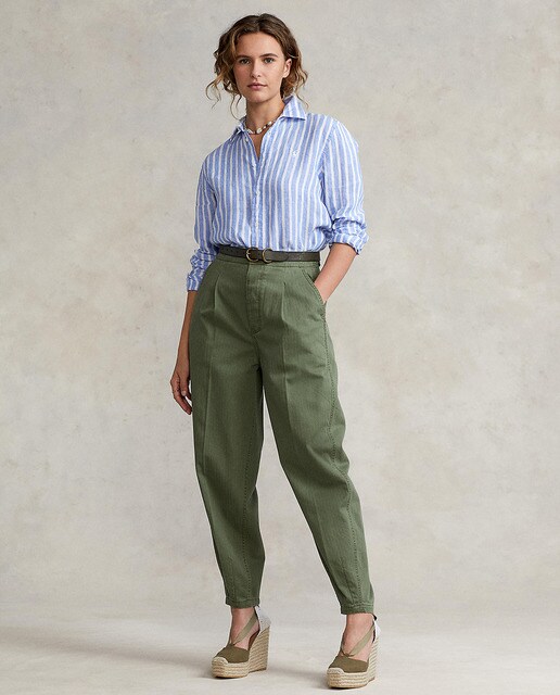 Camisa de mujer de rayas en lino Relaxed Fit