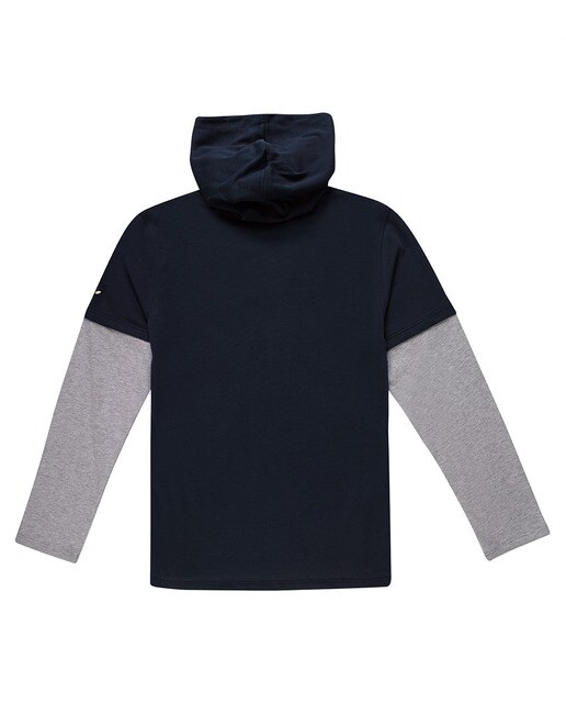 Camiseta de niño en manga larga con capucha y doble manga