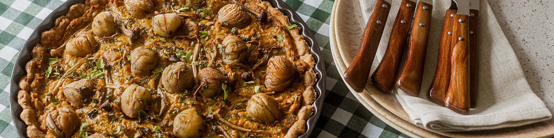 Tarte de Castanhas e Cogumelos Tarte de Castanhas e Cogumelos