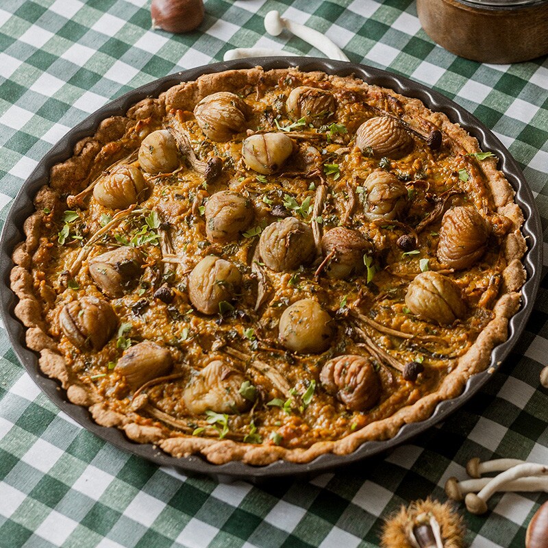 Tarte de Castanhas e Cogumelos Tarte de Castanhas e Cogumelos