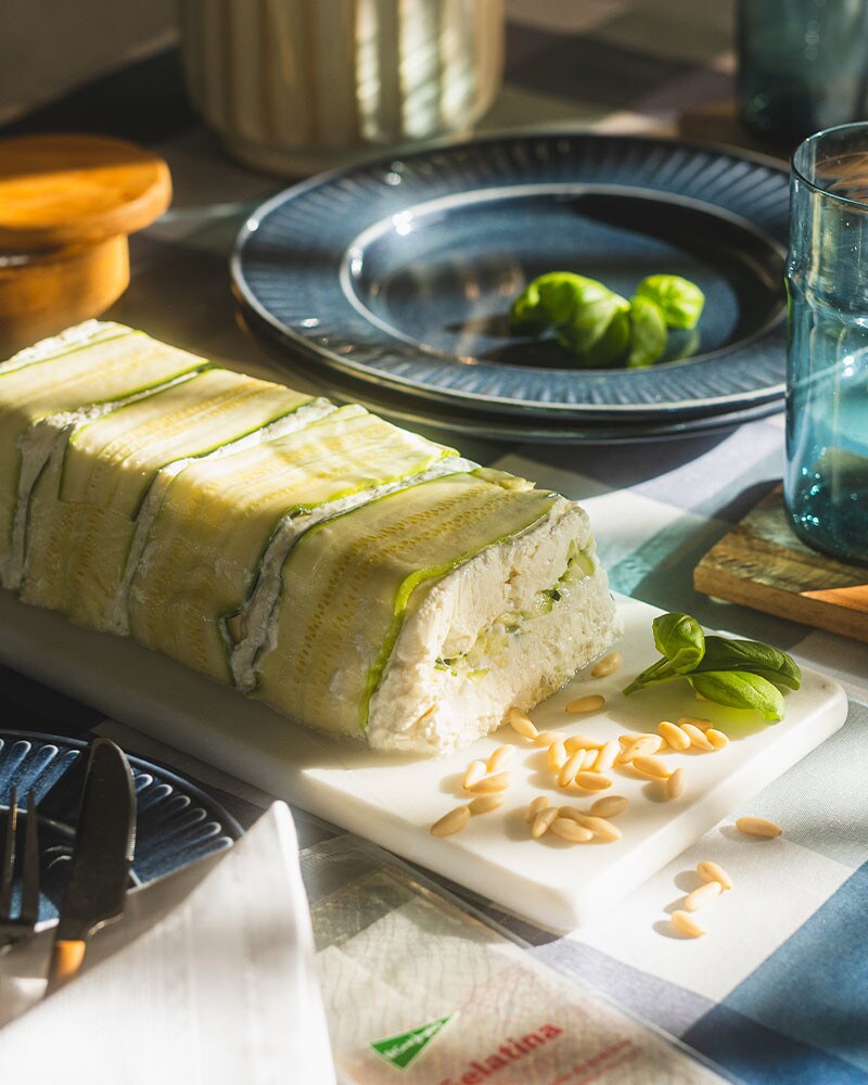 Terrine com Queijo Cabra, Pinhões e Curgete Terrine com Queijo Cabra, Pinhões e Curgete