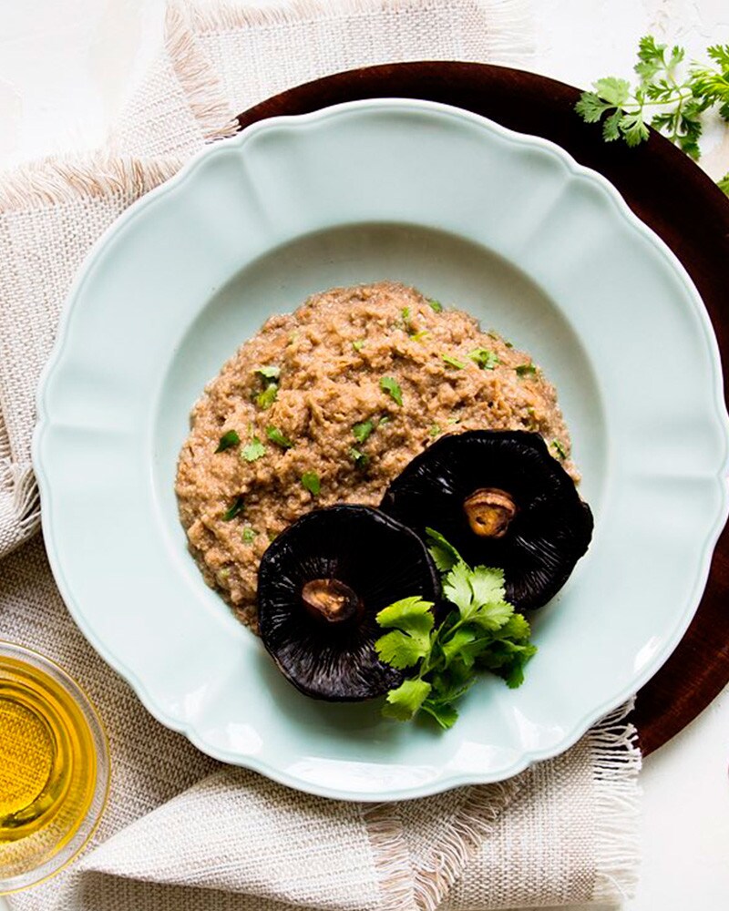 Cogumelos Portobello com Migas Cogumelos Portobello com Migas