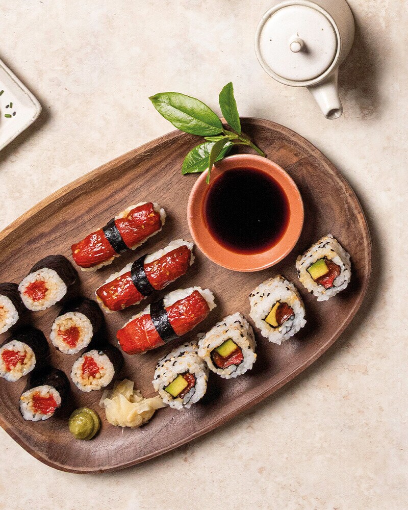 Sushi de atum vegan (com melancia) Sushi de atum vegan (com melancia)