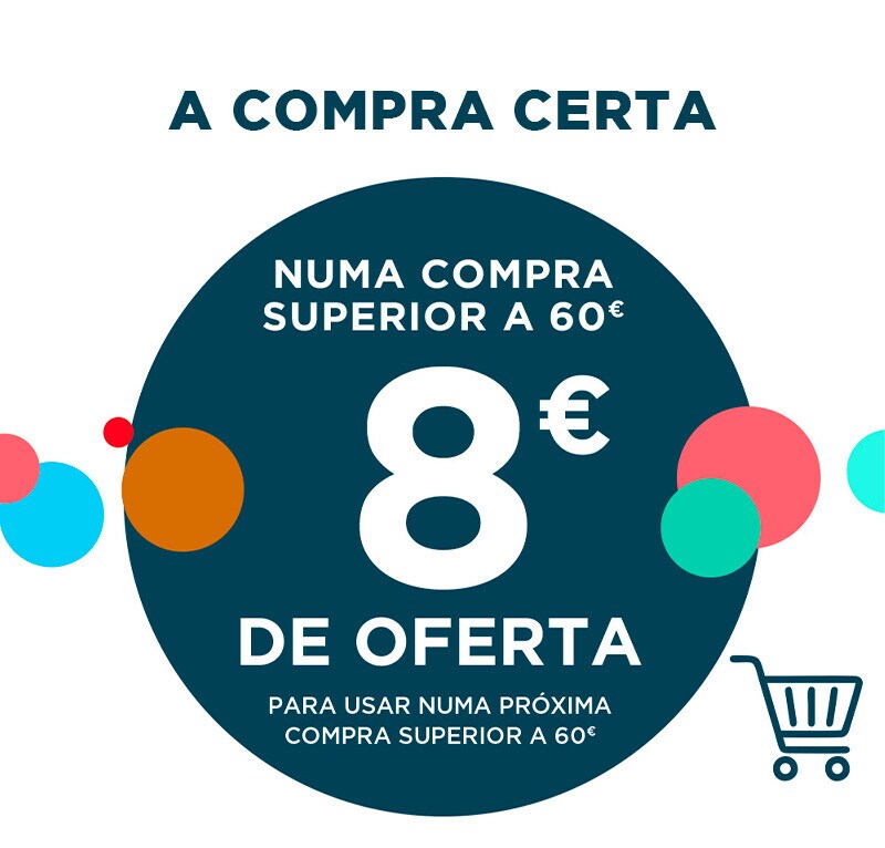 Compra certa no supermercado e receba 8€ para usar numa compra superior a 60€ Compra certa no supermercado e receba 8€ para usar numa compra superior a 60€