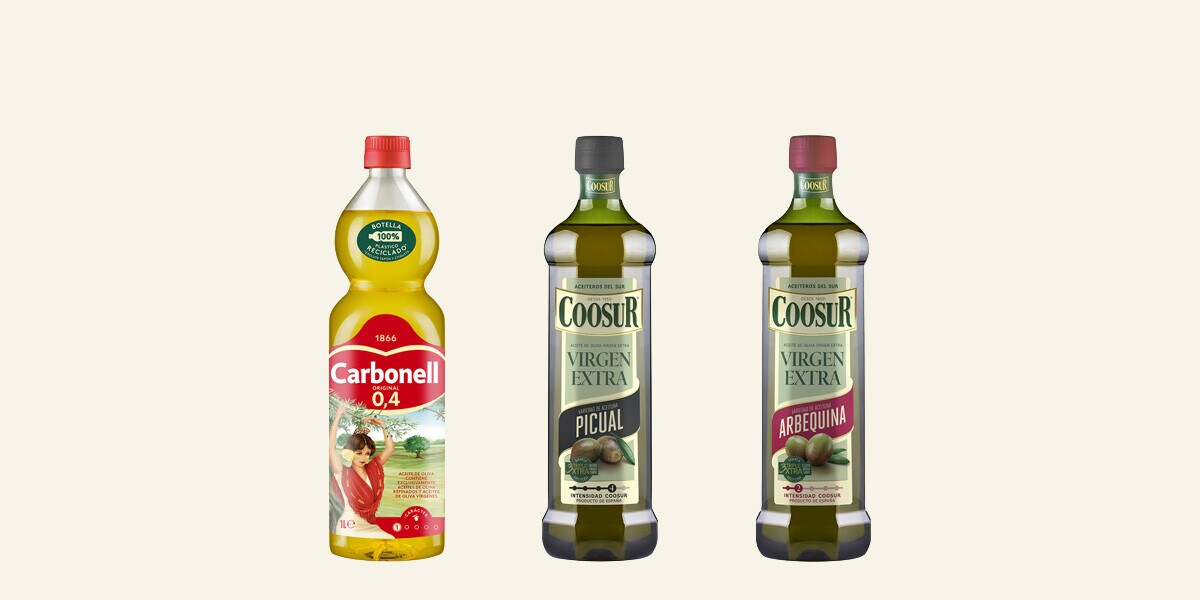 Aceite de oliva, distintas variedades Coosur y Carbonell Aceite de oliva, distintas variedades Coosur y Carbonell