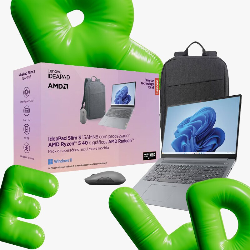 Bundle Portátil Lenovo IdeaPad Slim 3 15AMN8-251 15.6", + Rato Lenovo 350 Bluetooth + Mochila B210 Bundle Portátil Lenovo IdeaPad Slim 3 15AMN8-251 15.6", + Rato Lenovo 350 Bluetooth + Mochila B210