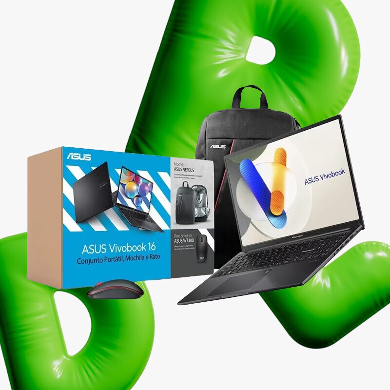 Bundle Computador Portátil Asus Vivobook 16 F1605VA-53ALHDPB3 16" i5/16/512gb + Rato+ Mochila Bundle Computador Portátil Asus Vivobook 16 F1605VA-53ALHDPB3 16" i5/16/512gb + Rato+ Mochila