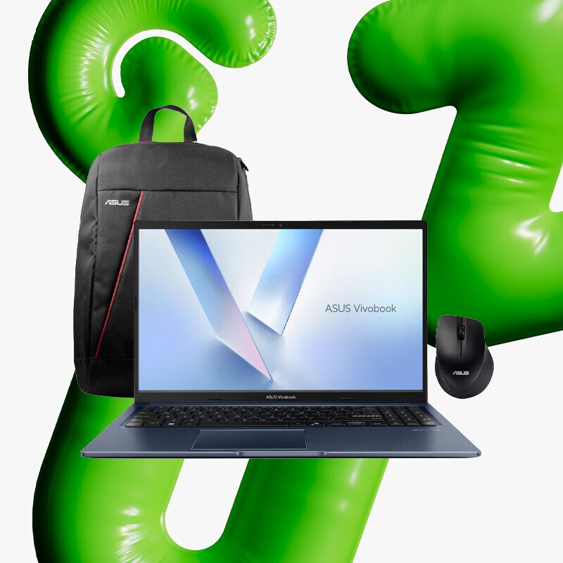 Bundle Portátil Asus Vivobook 15 M1502NAQ-R51CLHDAB01, 15,6", 512GB, 24GB RAM + Mochila + Rato Bundle Portátil Asus Vivobook 15 M1502NAQ-R51CLHDAB01, 15,6", 512GB, 24GB RAM + Mochila + Rato