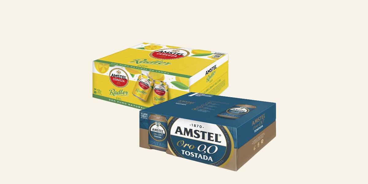 Cerveza rubia nacional con alcohol y 0,0 Amstel Cerveza rubia nacional con alcohol y 0,0 Amstel