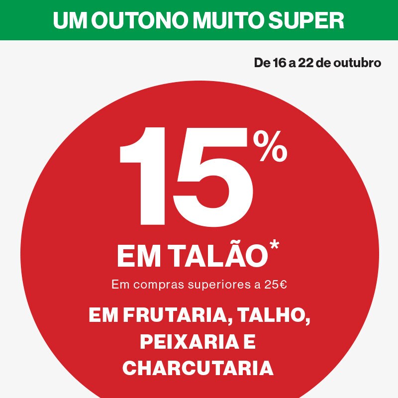 15% em Talão em Frescos 15% em Talão em Frescos