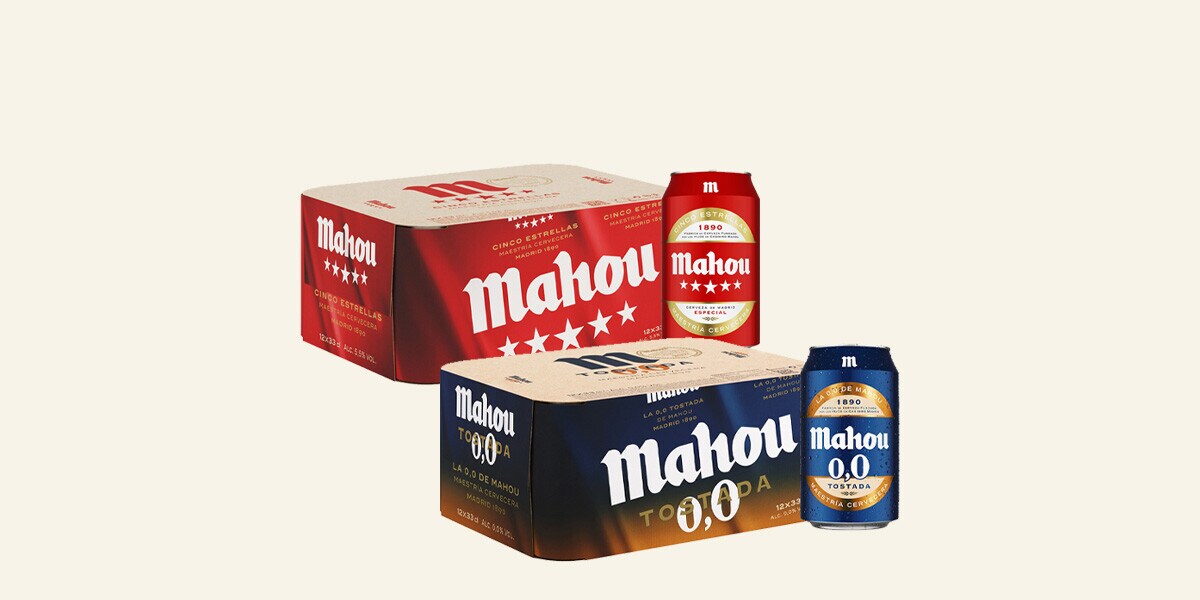 Cerveza rubia nacional con alcohol y sin alcohol Mahou Cerveza rubia nacional con alcohol y sin alcohol Mahou