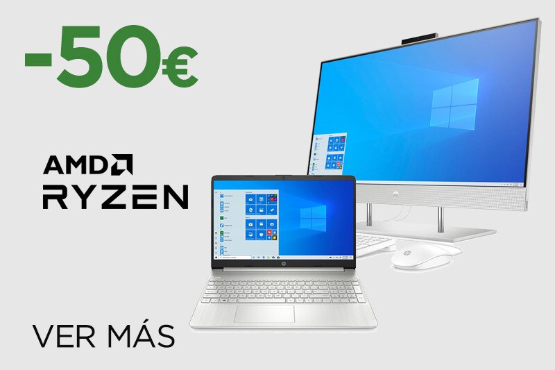 -50€ en ordenadores HP con procesador AMD Ryzen y Windows 10 -50€ en ordenadores HP con procesador AMD Ryzen y Windows 10