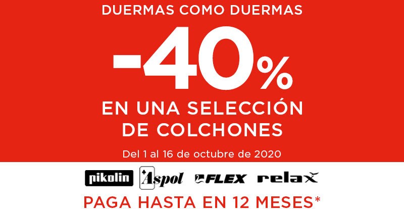 -40% en una selección de colchones -40% en una selección de colchones