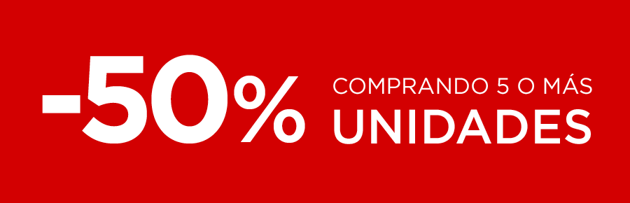 -50% comprando 5 o más unidades -50% comprando 5 o más unidades