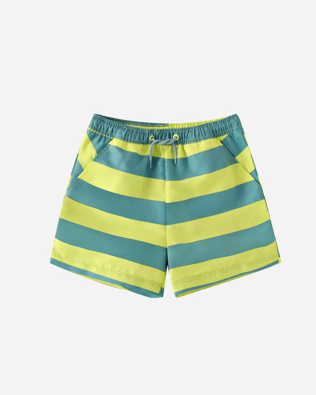 Fato de Banho Infantil Às Riscas com Cintura com Cordão Ajustável Fato de Banho Infantil Às Riscas com Cintura com Cordão Ajustável