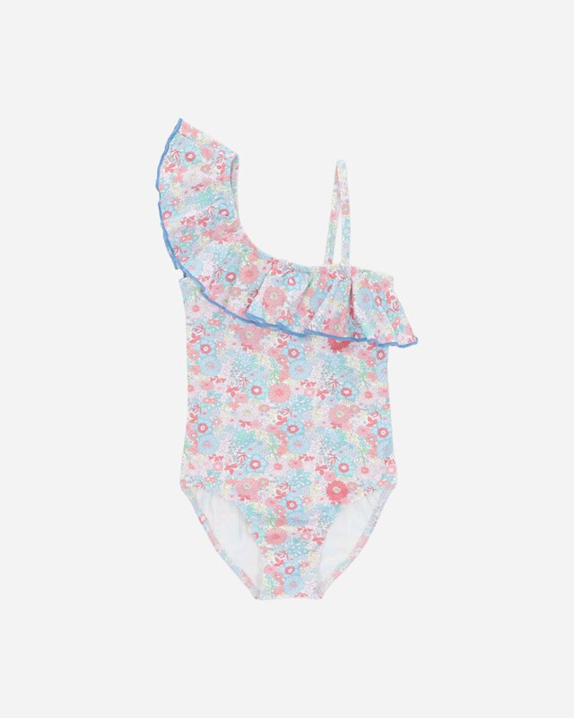 Fato de Banho Infantil com Estampado de Flores Fato de Banho Infantil com Estampado de Flores