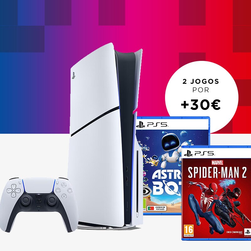 Promoção PS5 Standard + 2 jogos Promoção PS5 Standard + 2 jogos