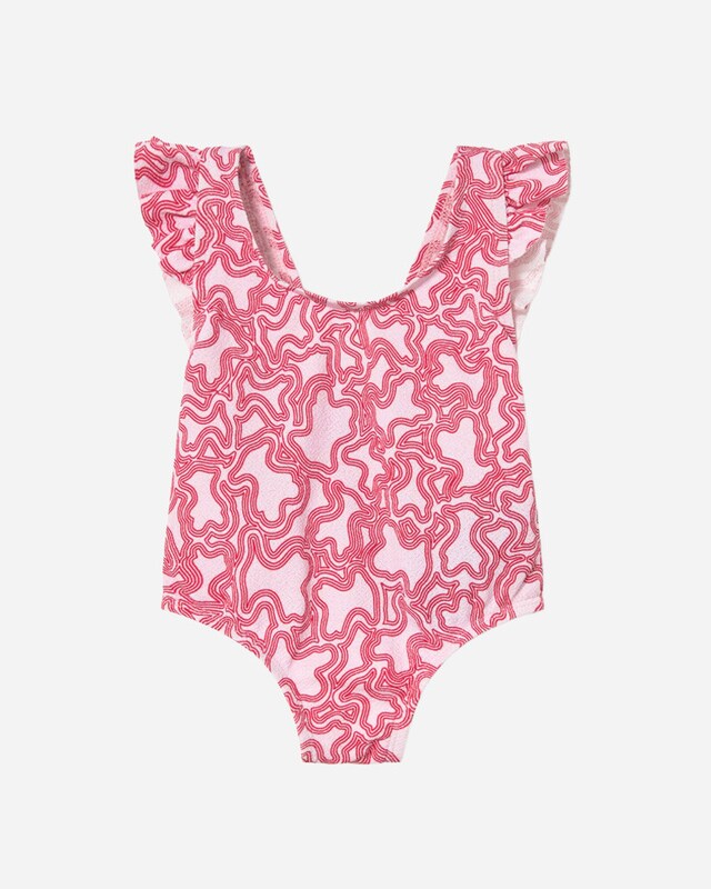 Fato de Banho para Bebé com Folhos Estampado Kaos Fato de Banho para Bebé com Folhos Estampado Kaos