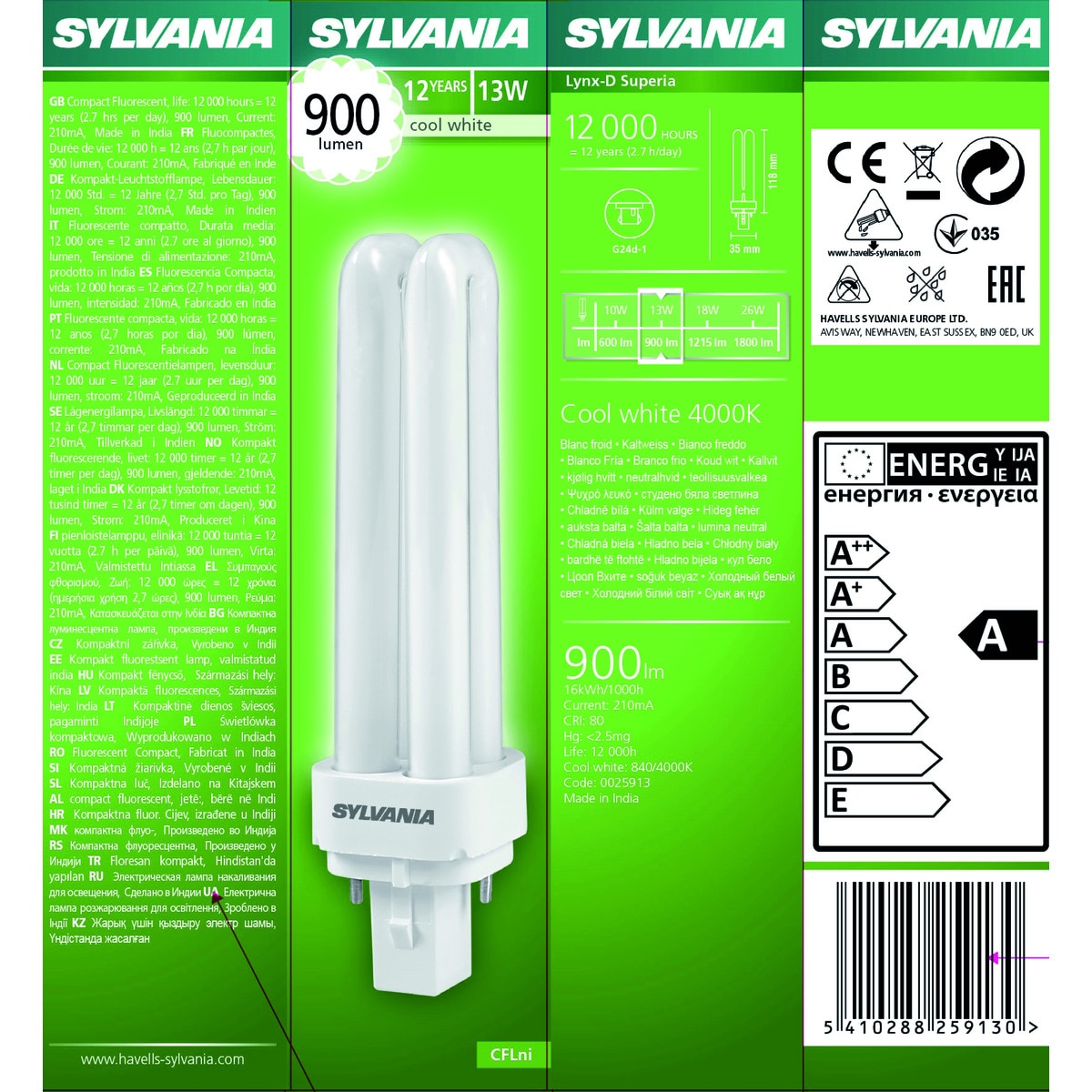 Bombilla bajo consumo / fluocompacta GD24D (2 pin) Luz neutra ( >= 3000 K / <= 5000 K )-2