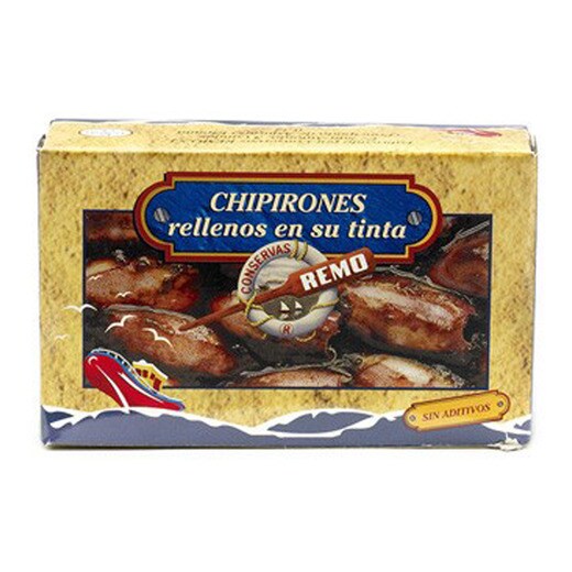 Petits calamars farcis à l'encre Conservas Remo