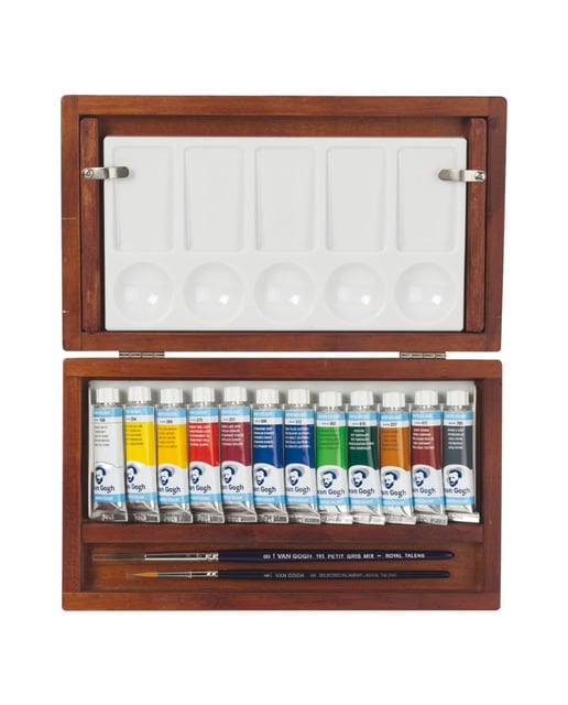 Imagen 0 de Caja de Madera con Tubos de Acuarela y Accesorios Van Gogh Multicolor