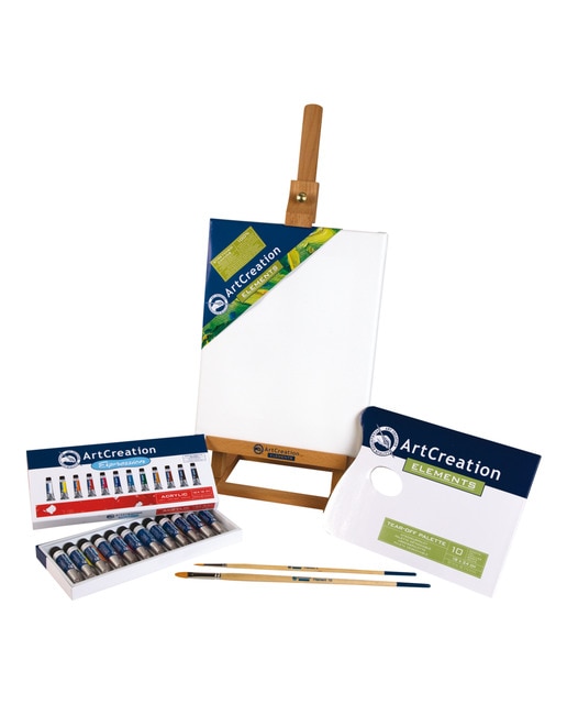 Imagem 0 de Conjunto de Doze Tubos de Pintura Acrílica e Acessórios para Iniciação Nesta Técnica Artcreation Multicolor