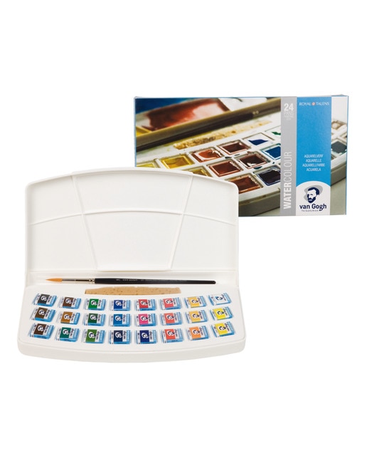 Imagen 0 de Caja de Plástico de Veinticuatro  Pastillas de Acuarela Van Gogh y Accesorios Van Gogh Blanco