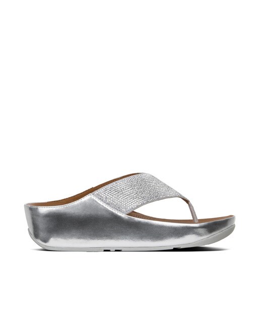 Sandalias de cuña de mujer Fitflop de similpiel plateada con cuentas de  cristal · FitFlop · El Corte Inglés
