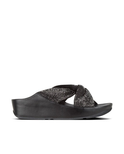 Sandalias de cuña de mujer Fitflop color negro con cuentas de cristal ·  FitFlop · El Corte Inglés