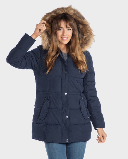 abrigo celeste mujer