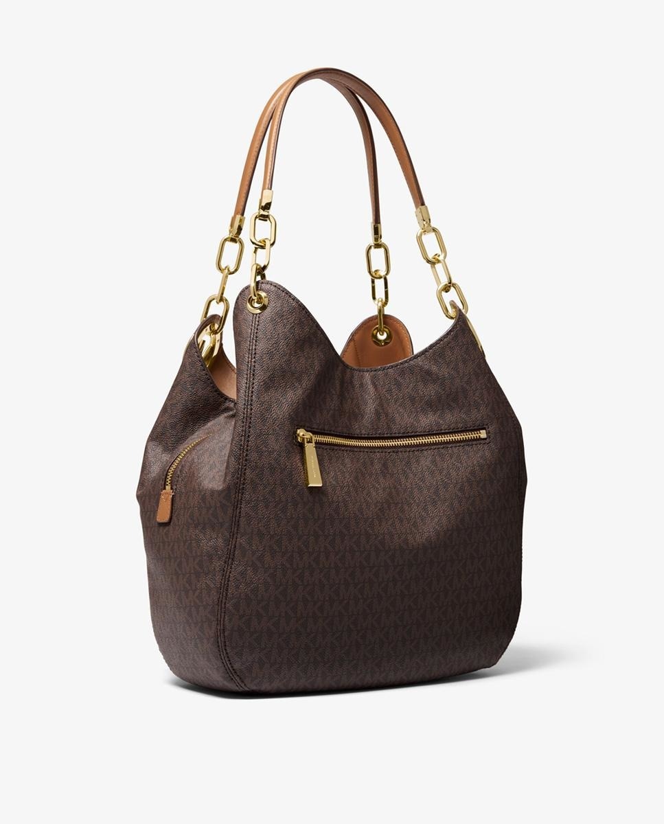 Bolso de hombro Michael Michael Kors Lillie con estampado de logotipos en marrón oscuro