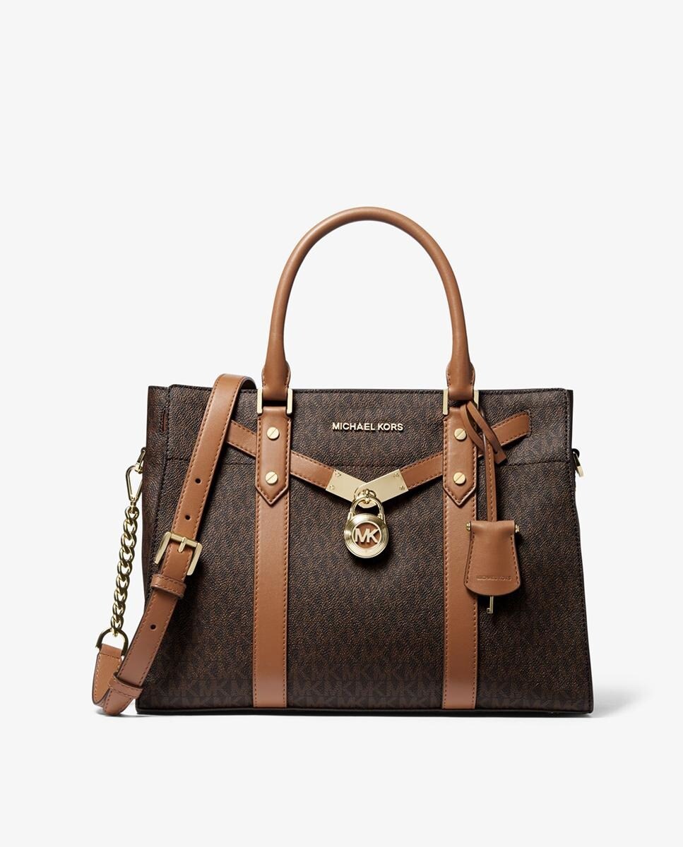 Bolso de mano Michael Michael Kors Nouveau Hamilton con estampado de  logotipos y candado en marrón oscuro · Michael Michael Kors · El Corte  Inglés