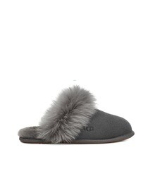 Zapatillas de casa de mujer de pelo en gris