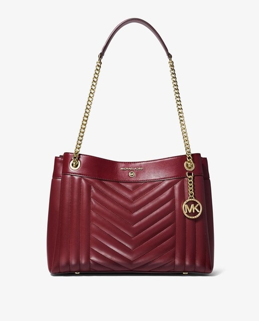 Bolso de hombro Michael Michael Kors Susan de piel acolchada en burdeos · MICHAEL Michael Kors