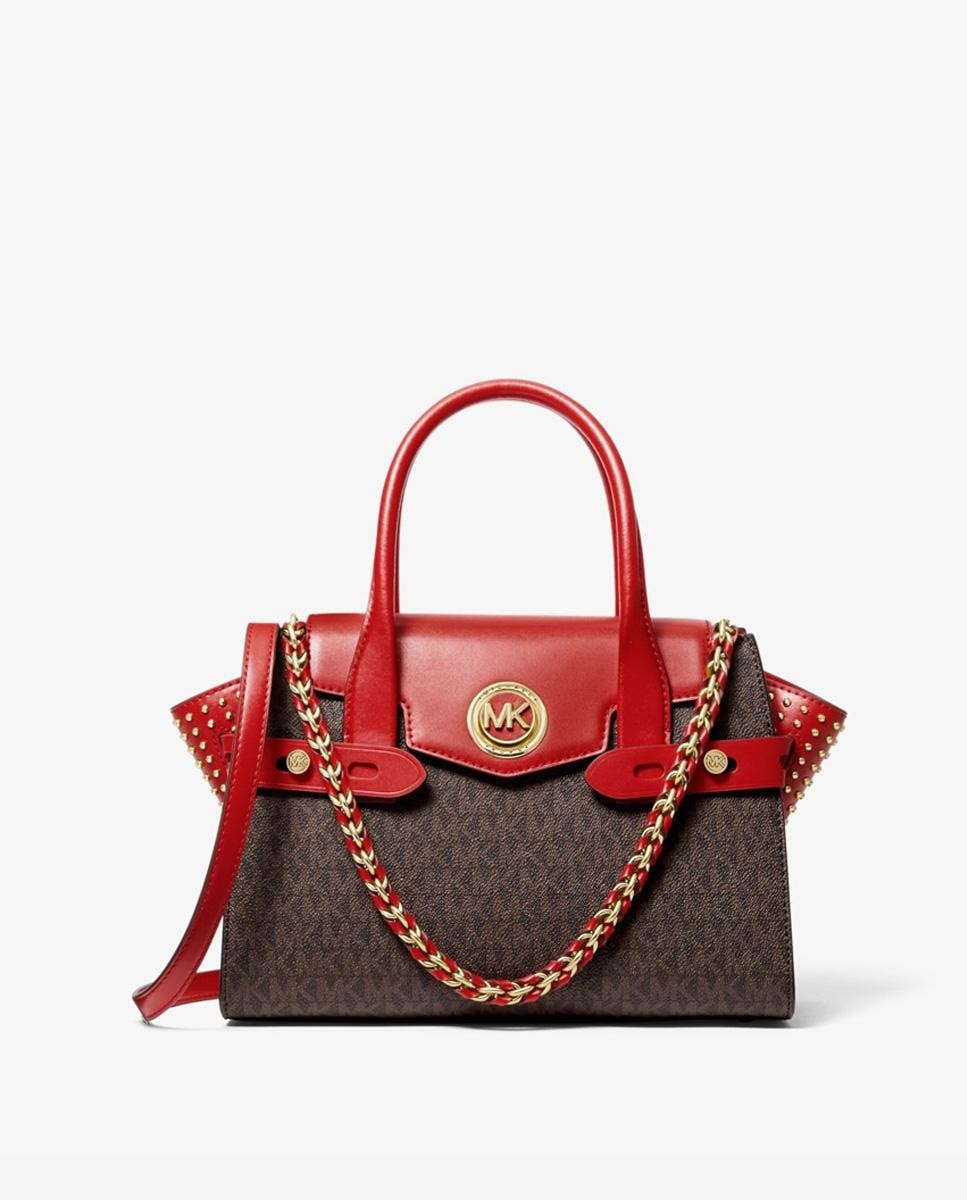 Bolso de mano Michael Michael Kors satchel Carmen de piel con logotipo en rojo · MICHAEL Michael