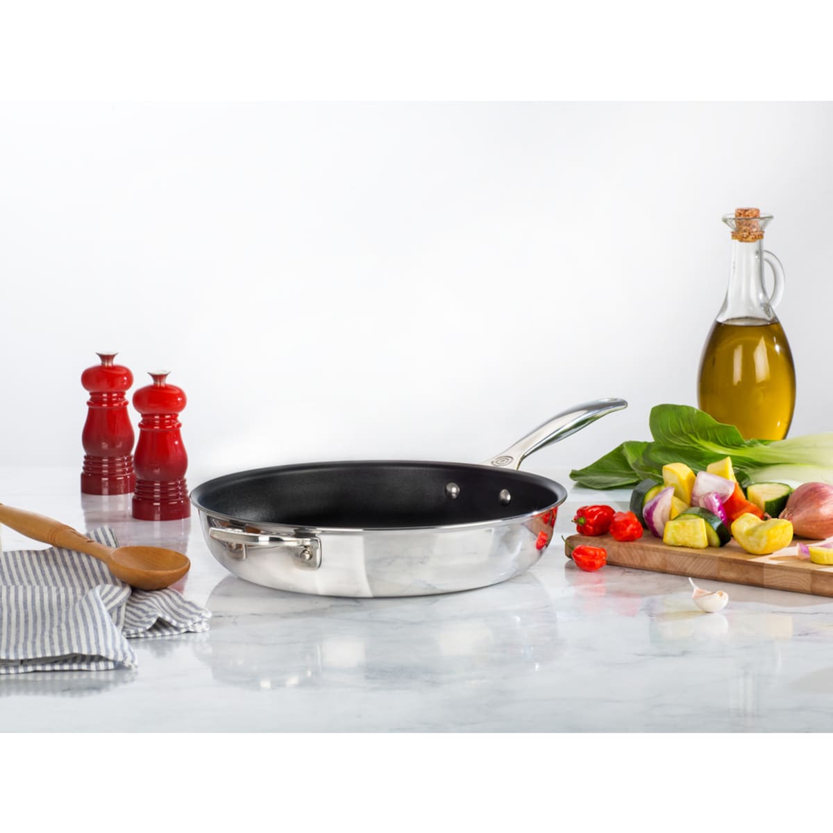 Sartén Le Creuset 3-Ply Plus Acero inoxidable triple capa con antiadherente Acero brillo-2
