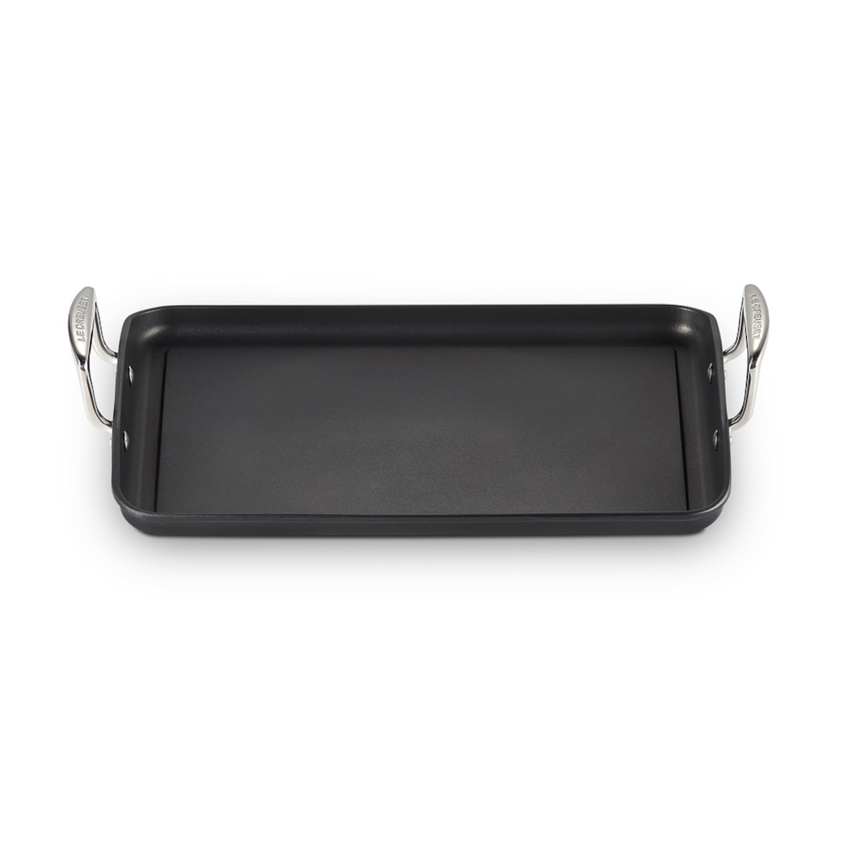 Parrilla lisa rectangular de Aluminio Antiadherente con asas Le Creuset Negro-2